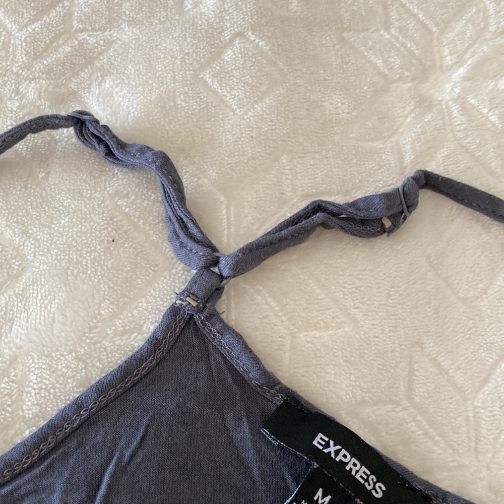 Express size medium grey adjustable strap halter “going out” top - Picture 4 of 7